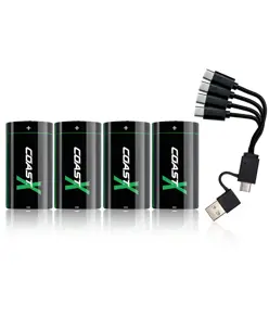 Batteria ricaricabile Coast CR123 3V USB-C 1100mAh / 2700mWh (4 pz.) Coast