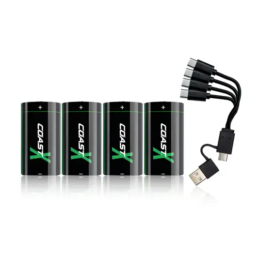 Batteria ricaricabile Coast CR123 3V USB-C 1100mAh / 2700mWh (4 pz.) Coast