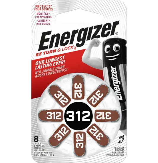Batterie Energizer per apparecchi acustici 312 (confezione da 8)