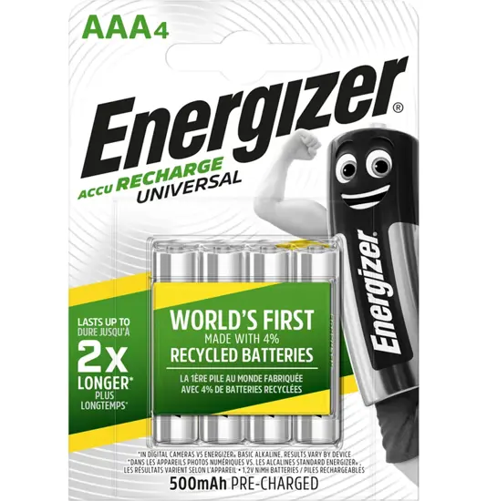 Batterie Energizer Recharge Universal AAA / NH12 500mAh (confezione da 4)