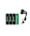 Batterie ricaricabili Coast AA USB-C 1.5V 2400 mAh incluse di cavo di ricarica. Coast