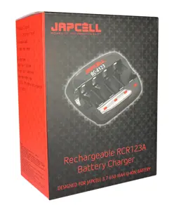 BC-4123 Caricabatterie per batterie al litio CR123A da 3.7V Japcell