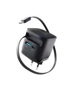 Caricatore GaN multiporto Intenso® USB-C/USB-A 65W con cavo USB-C - Nero Intenso