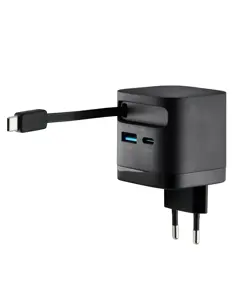 Caricatore GaN multiporto Intenso® USB-C/USB-A 65W con cavo USB-C - Nero Intenso