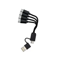 Cavo dati e ricarica 4-in-1 USB/USB-C a 4x USB-C, nero, 0,1 m