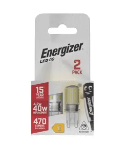 Energizer G9 Lampadina LED 4,2W (470lm), 2700K, bianco caldo, 2 pz.