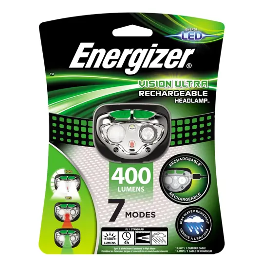 Energizer LED HL Vision Ultra Lampada frontale ricaricabile - 400 lumen