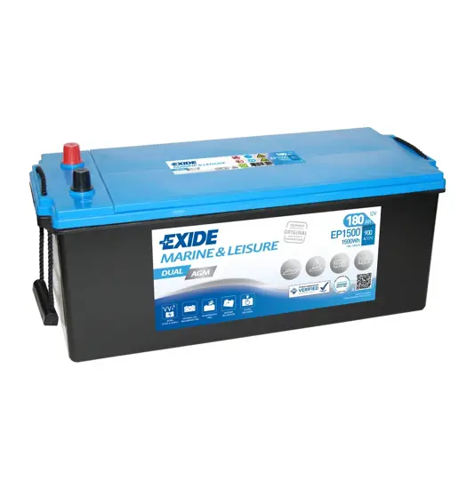 Exide Marine und Leisure EP1500 DUAL AGM Batterie - 12V 180Ah (20h)