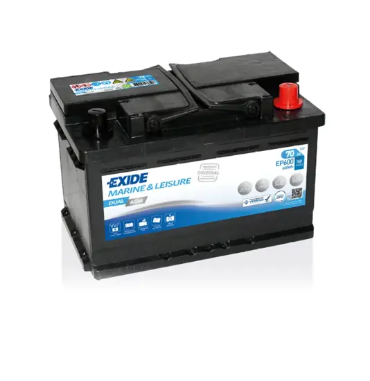 Exide Marine und Leisure EP600 DUAL AGM Batterie - 12V 70Ah (20h)