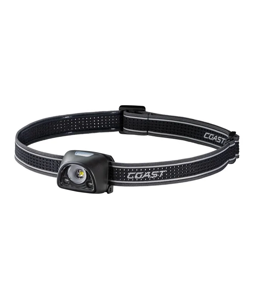 FL1R torcia frontale ricaricabile con luce rossa e bianca da 200 lumen Coast, contiene un cono di luce LED bianco e rosso