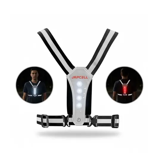 Gilet catarifrangente con luce LED e tasca portacellulare Japcell