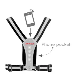Gilet catarifrangente con luce LED e tasca portacellulare Japcell