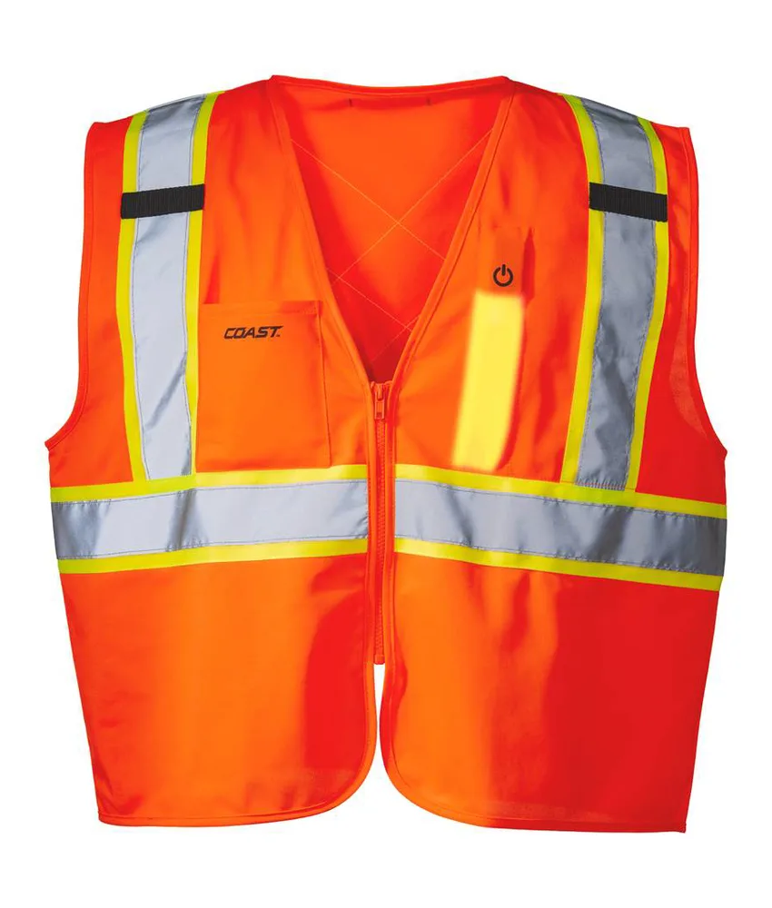 Gilet di sicurezza con luce LED Coast SV350, catarifrangente con luce a LED ricaricabile