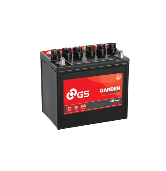 GS YUASA GS-896 12V 26Ah 200A  Batteri til bl.a. Havetraktor + Pol til venstre