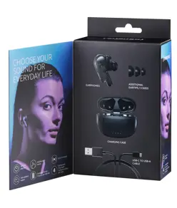 Intenso® T300A Auricolari In-Ear Wireless con cancellazione attiva del rumore – Nero Intenso