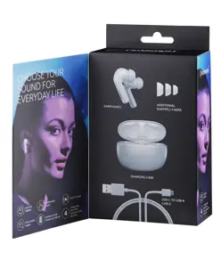 Intenso® T302A Auricolari In-Ear Wireless con cancellazione attiva del rumore – Bianco Intenso
