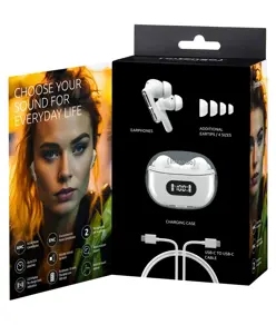 Intenso® T312AE Auricolari In-Ear Wireless con cancellazione attiva del rumore e ENC – Bianco Intenso