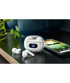Intenso® T312AE Auricolari In-Ear Wireless con cancellazione attiva del rumore e ENC – Bianco Intenso