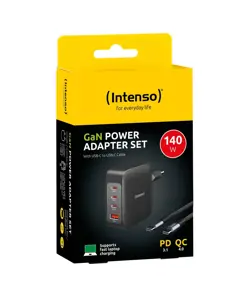 Intenso® USB-C GaN Multiport Power Adapter – 140W Power Delivery + Cavo USB-C Intenso