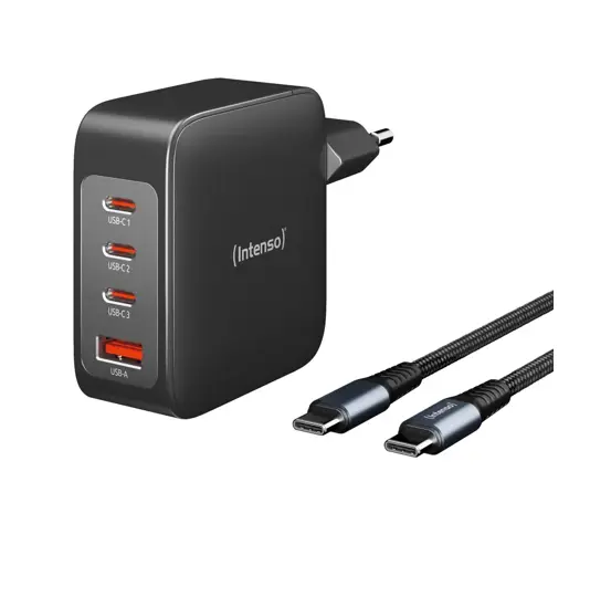 Intenso® USB-C GaN Multiport Power Adapter – 140W Power Delivery + Cavo USB-C Intenso