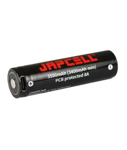 JAPCELL® 18650 Batteria ricaricabile agli ioni di litio - 3500 mAh con connettore USB-C Japcell