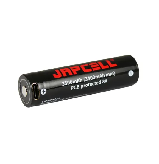 JAPCELL® 18650 Batteria ricaricabile agli ioni di litio - 3500 mAh con connettore USB-C Japcell