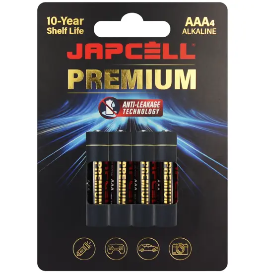 JAPCELL® batterie alcaline AAA Premium - 4 pezzi Blister Japcell