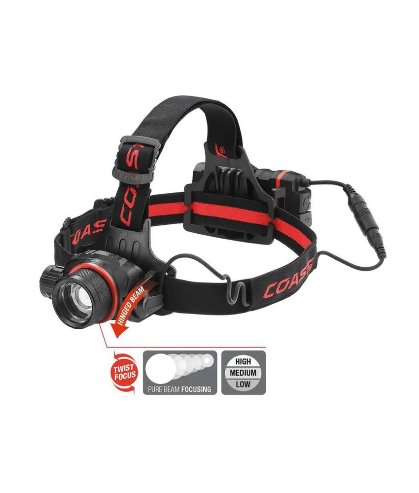 lampada frontale HL8R 800 lumen - in confezione regalo Coast, un'intensità del fascio superiore fino a 214 metri