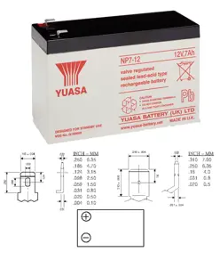 NP7-12 Yuasa Blybatteri - 12V 7Ah (4,8mm)