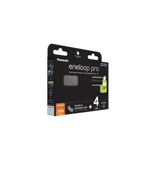 Panasonic eneloop Pro AA Batterie ricaricabile, confezione da 4 pezzi BK-3HCDEC4BE Eneloop