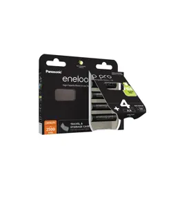 Panasonic eneloop Pro AA Batterie ricaricabile, confezione da 4 pezzi BK-3HCDEC4BE Eneloop