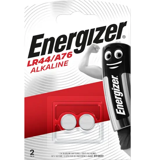 Pile a bottone Energizer LR44 / A76 / AG13 / LR1154 - Alcaline - Confezione da 2