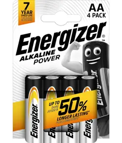 Pile alcaline Energizer Power AA / E91 (confezione da 4)