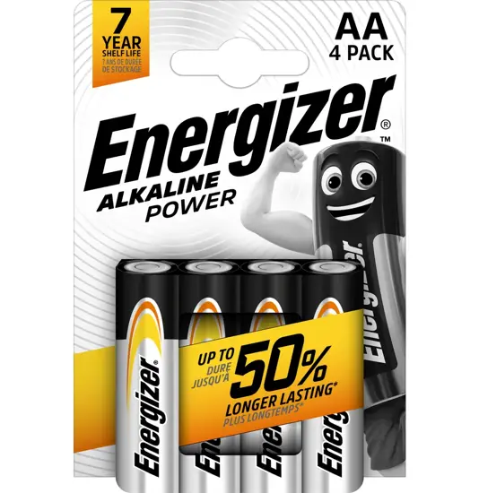 Pile alcaline Energizer Power AA / E91 (confezione da 4)