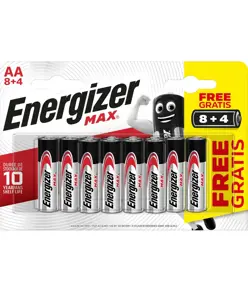 Pile Energizer Max AA / E91 (12 pezzi in blister) (8+4)