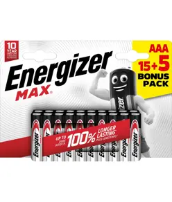 Pile Energizer Max AAA / E92 (20 pezzi in blister) (15+5)