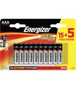Pile Energizer Max AAA / E92 (20 pezzi in blister) (15+5)