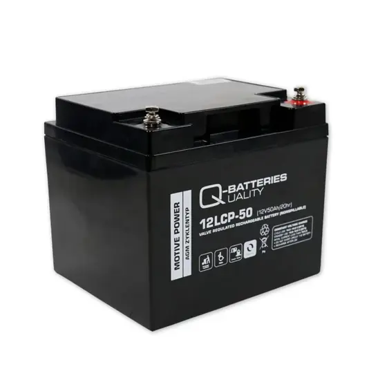 Q-Batteries 12LCP-50 / 12V - 50Ah Blei Akku Zyklentyp AGM - Deep Cycle VRLA