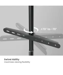 Supporto da pavimento per TV Treppiede, look legno, fissaggio cavi, 40" - 65" - Look legno e gestione cavi