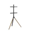 Supporto da pavimento per TV Treppiede, look legno, fissaggio cavi, 40" - 65" - Look legno e gestione cavi