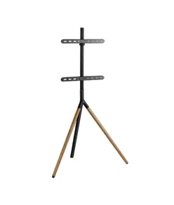Supporto da pavimento per TV Treppiede, look legno, fissaggio cavi, 40" - 65" - Look legno e gestione cavi