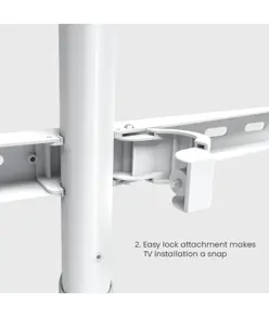 Supporto da pavimento per TV Treppiede, look legno, fissaggio cavi, 40" - 65" - Bianco/Legno