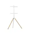 Supporto da pavimento per TV Treppiede, look legno, fissaggio cavi, 40" - 65" - Bianco/Legno