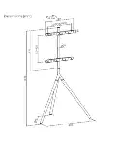 Supporto da pavimento per TV Treppiede, look legno, fissaggio cavi, 40" - 65" - Bianco/Legno