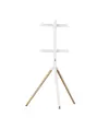 Supporto da pavimento per TV Treppiede, look legno, fissaggio cavi, 40" - 65" - Bianco/Legno