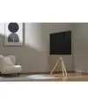 Supporto da pavimento per TV Treppiede, look legno, fissaggio cavi, 40" - 65" - Bianco/Legno