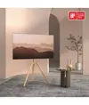 Supporto da pavimento per TV Treppiede, look legno, fissaggio cavi, 45" - 65" - Bianco/Legno