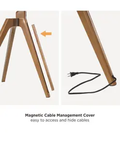 Supporto da pavimento per TV Treppiede, look legno, fissaggio cavi, 45" - 65" - Bianco/Legno