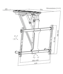 Supporto da soffitto per TV motorizzato e pieghevole con telecomando, 35 kg. 32" - 70"