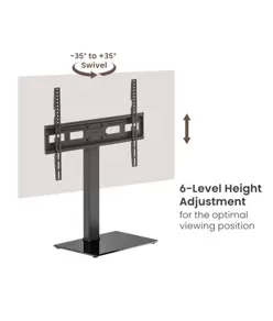Supporto da tavolo per TV con fissaggio a cavo e funzione girevole, 40 kg. 37" - 75"